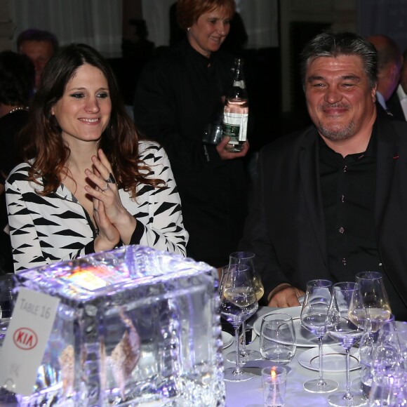 David Douillet et sa compagne Vanessa Carrara à la 1ère édition des "Plumes d'Or du Vin et de la Gastronomie" au Pavillon Vendôme à Paris. Cette soirée récompensait les meilleurs journalistes français et étrangers spécialisés dans le domaine du vin et de la gastronomie mais également une personnalité de renom étant très impliquée dans ces domaines. La soirée réunissait pas moins de 3 grands chefs étoilés (Anne-Sophie Pic, Arnaud Lallement et Sang Hoon Degeimbre) ainsi que le concours du chef Paul Pairet. Une première édition très épicurienne, placée sous les signes du talent et de l'élégance. Paris, le 19 mai 2016.