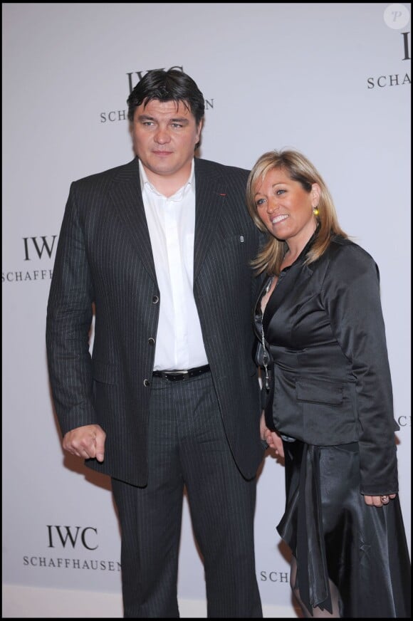 David Douillet et son ex-femme Valérie à la soirée IWC Schaffhausen "The Crossing" au Palexpo de Genève dans le cadre du Salon International de l'horlogerie le 8 avril 2008