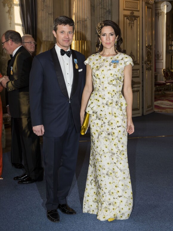 Le prince Frederik et la princesse Mary de Danemark - Banquet donné en l'honneur du 70e anniversaire du roi Carl XVI Gustaf de Suède au palais royal à Stockholm, le 30 avril 2016.