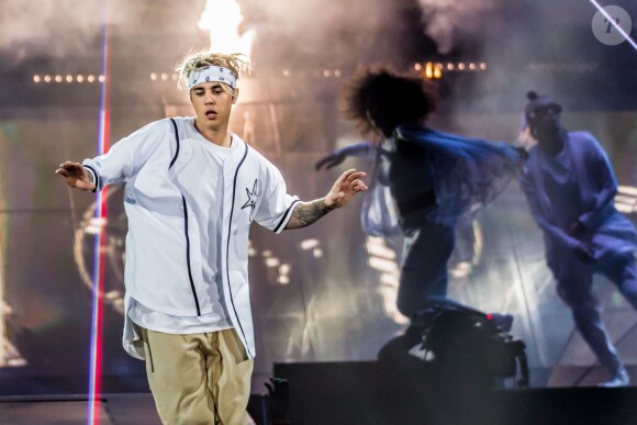 Le chanteur Justin Bieber en concert à Auburn Hills dans le cadre de sa tournée "The Purpose World Tour", le 26 avril 2016. © Marc Nader/Zuma Press/Bestimage