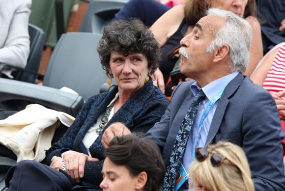Isabelle Autissier et Mansour Bahrami dans les tribunes de Roland Garros le 26 mai 2016. © Dominique Jacovides / Bestimage