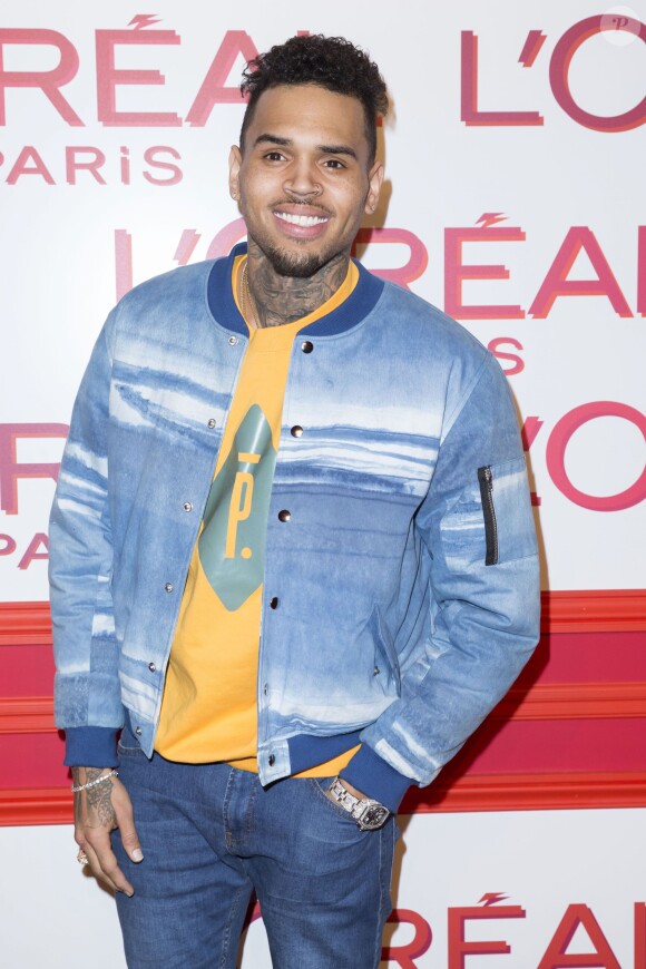 Chris Brown - Photocall de la soirée "L'Oréal Paris Red Obsession Party" à Paris, le 8 mars 2016.