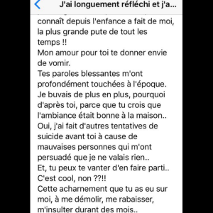 La lettre de rupture de Loana à Fred Cauvin