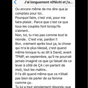 La lettre de rupture de Loana à Fred Cauvin