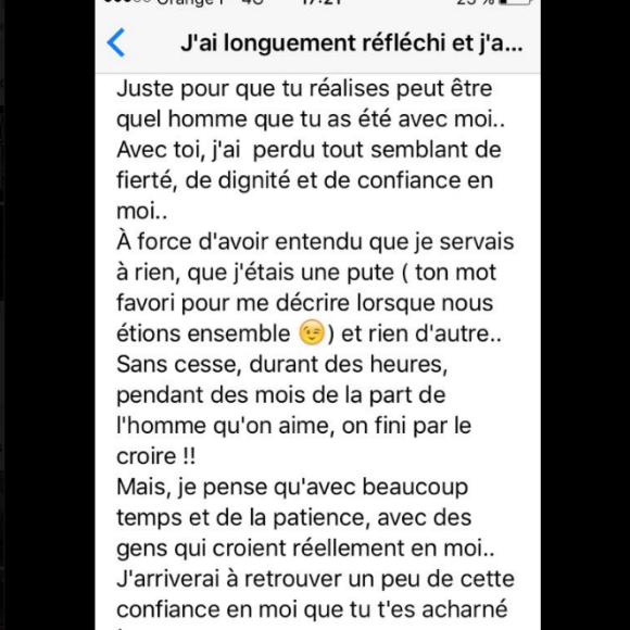 La lettre de rupture de Loana à Fred Cauvin