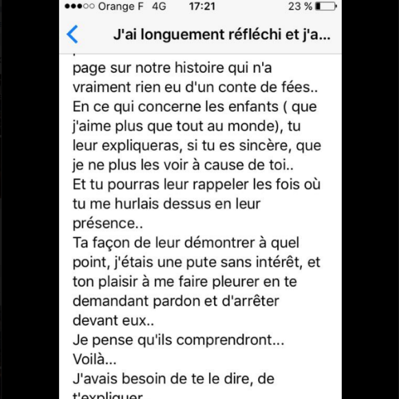 La lettre de rupture de Loana à Fred Cauvin