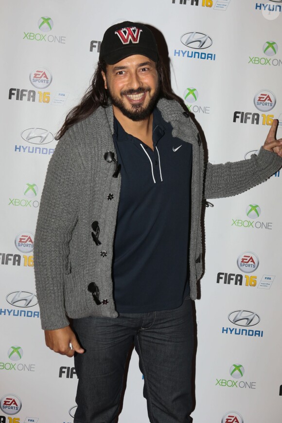 Moundir - Soirée de lancement du jeu vidéo "FIFA 2016" au Faust à Paris, le 21 septembre 2015.