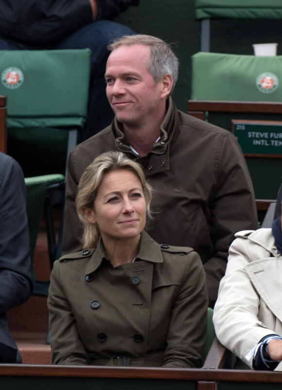 Anne-Sophie Lapix et Julien Arnaud  lors du tournoi de Roland-Garros le 3 juin 2016