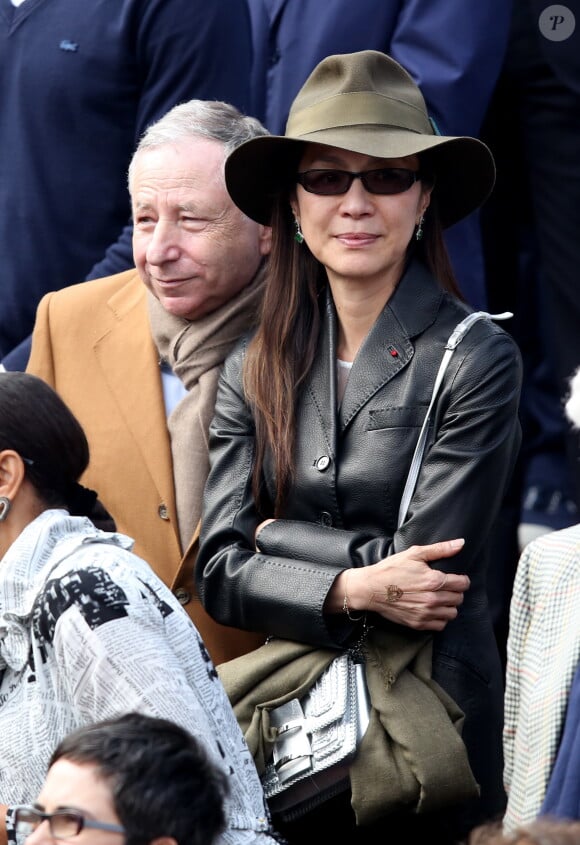 Jean Todt et sa compagne Michelle Yeoh dans les tribunes de la finale homme des internationaux de France de Roland Garros à Paris le 5 juin 2016. © Moreau-Jacovides / Bestimage