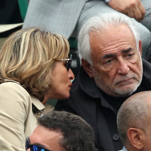 Dominique Strauss Kahn et sa compagne Myriam L'Aouffir dans les tribunes de la finale homme des internationaux de France de Roland-Garros à Paris le 5 juin 2016. © Moreau-Jacovides / Bestimage