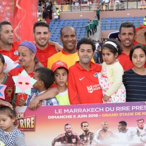 Jamel Debbouze et ses amis (Youssoupha, Sonny Anderson, Bouder...) au "Charity Football Game 2016" au festival Marrakech du Rire. Le match de foot réunis des célébrités au Grand Stade de Marrakech et les bénéfices sont reversés aux associations marocaines d'aide à l'enfance. Marrakech, le 5 juin 2016. © Bellack Rachid/Bestimage