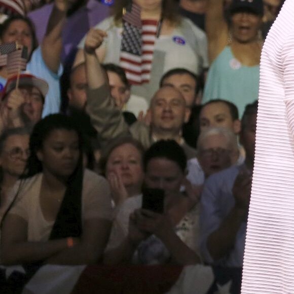 Hillary Clinton a revendiqué mardi sa victoire aux primaires démocrates lors d'un discours lors du dernier Super Tuesday à Brooklyn, le 7 juin 2016. © Charles Guerin/Bestimage