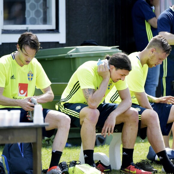 Zlatan Ibrahimovic à Bastad le 1er juin 2016 pendant la préparation de l'équipe nationale de Suède pour l'Euro 2016.