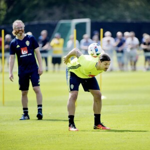 Zlatan Ibrahimovic à Bastad le 1er juin 2016 pendant la préparation de l'équipe nationale de Suède pour l'Euro 2016.