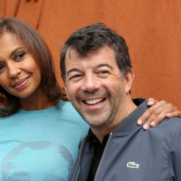 Karine Le Marchand et Stéphane Plaza - People au village des Internationaux de France de tennis de Roland Garros à Paris. Le 1er juin 2015.