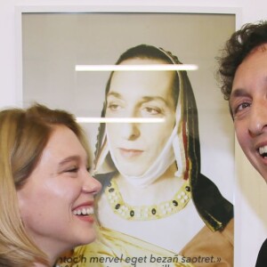Léa Seydoux et Stéphane Foenkinos à l'exposition "55 Politiques" à l'Espace Dupin à Paris. L'exposition met à l'honneur 55 femmes engagées en politique de -51 avant J.C jusqu'à aujourd'hui. Paris le 9 juin 2016. © Marc Ausset-Lacroix/Bestimage