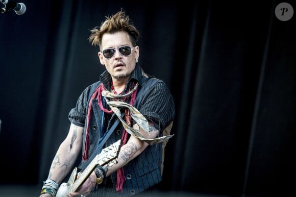 Johnny Depp au Concert des "Hollywood Vampires" au parc d'attractions "Gröna Lund" à Stockholm en Suède le 30 mai 2016.