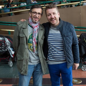 Exclusif - Bruno Guillon et Florian Gazan au concert des 10 ans de l'association "Tout le monde contre le cancer" à Disneyland Paris. Marne-la-Vallée, le 12 juin 2016.