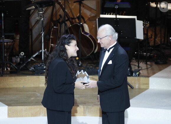 Le roi Carl XVI Gustaf remet le Polar Music Prize 2016 à Cecilia Bartoli le 16 juin 2016 à la Maison des concerts de Stockholm pour la cérémonie du Polar Music Prize, qui a consacré Cecilia Bartoli (catégorie musicien classique) et Max Martin (catégorie musicien contemporain).