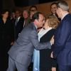 Le Président François Hollande et Bernadette Chirac à l'inauguration de l'exposition "Jacques Chirac ou le dialogue des cultures" au Musée du Quai Branly, à Paris, le 20 juin 2016. Jérôme Dominé/ABACAPRESS