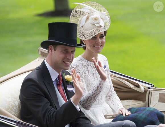 Le prince William, duc de Cambridge et Kate Middleton, la duchesse de Cambridge - La famille royale d'Angleterre au deuxième jour des courses hippiques "Royal Ascot". Le 15 juin 2016