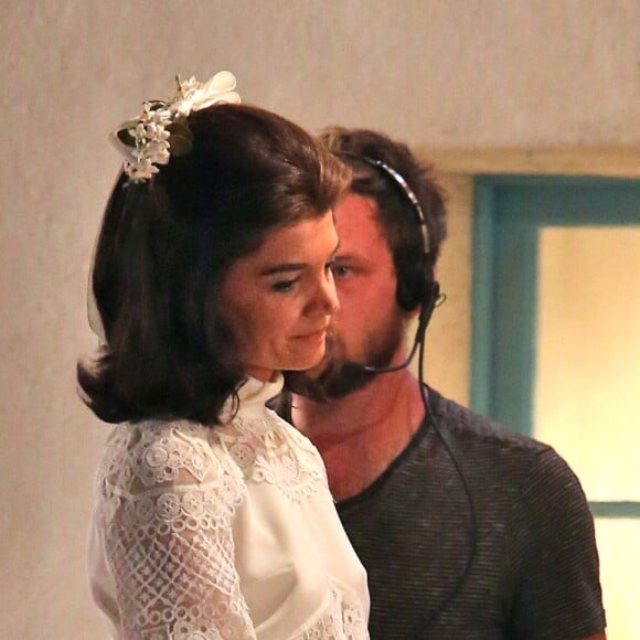 Exclusif - Katie Holmes tourne la scène du mariage de Jackie Kennedy et Aristote Onassis à Toronto le 17 juin 2016. Elle a eu la visite de sa fille Suri.