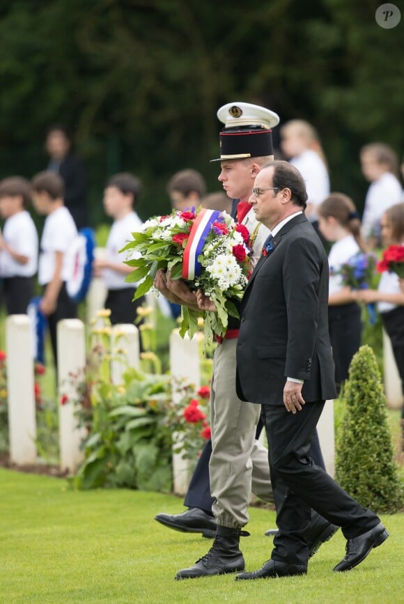 Le président français François Hollande - Commémorations du centenaire de la Bataille de la Somme à Thiepval, bataille qui fût la plus meurtrière de la Première Guerre Mondiale. Le 1er juillet 2016