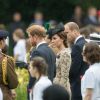 Le prince Harry, Kate Catherine Middleton, duchesse de Cambridge et le prince William - Commémorations du centenaire de la Bataille de la Somme à Thiepval, bataille qui fût la plus meurtrière de la Première Guerre Mondiale. Le 1er juillet 2016