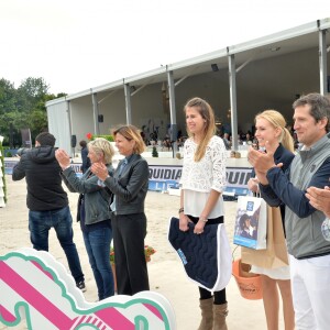 Virginie Coupérie-Eiffel, Guillaume Canet, et Marc Maury - Remise du prix Eiffel Sunday Kid Challenge - Longines Paris Eiffel Jumping à la plaine de Jeux de Bagatelle à Paris, le 3 juillet 2016. © Borde-Veeren/Bestimage