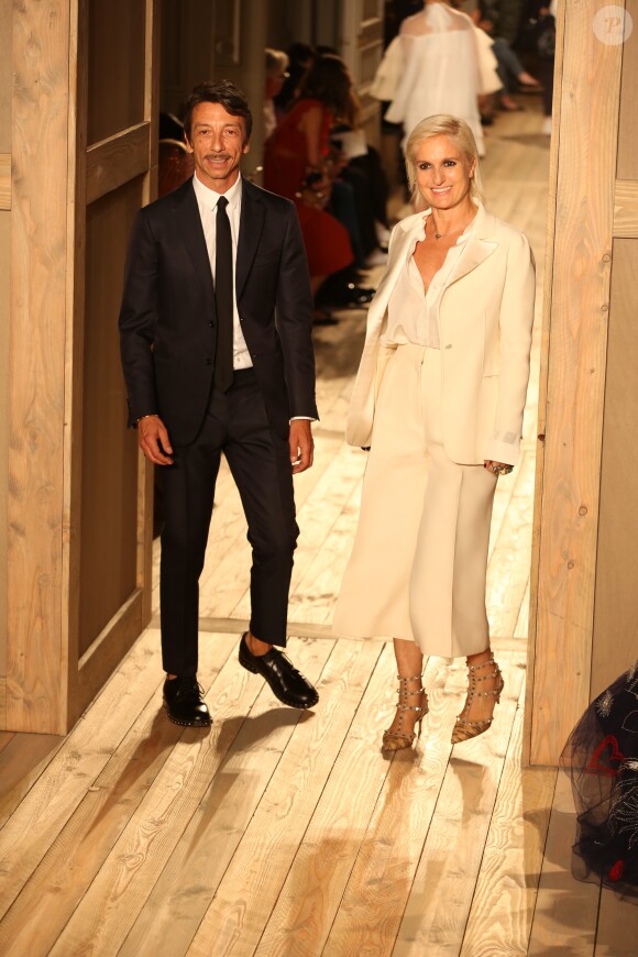 Pierpaolo Piccioli et Maria Grazia Chiuri - Défilé Valentino Haute-Couture à Paris, le 6 juillet 2016.