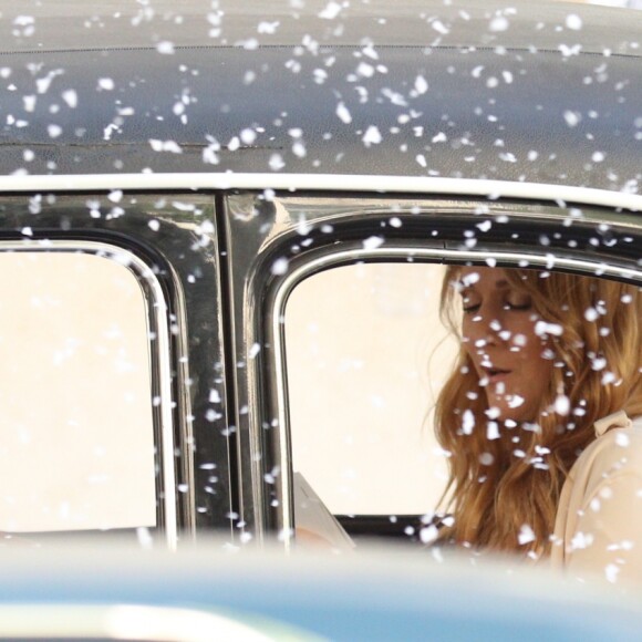 Céline Dion tourne un vidéo clip avenue Kleber à Paris le 8 juillet 2016.
