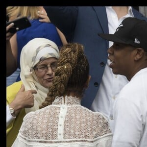 Beyonce et son mari Jay Z assistent à la finale dames du tournoi de Wimbledon le 9 juillet 2016. Elle oppose Serena Williams à Angelique Kerber. © Stephen Lock/i-Images via ZUMA Wire/ Bestimage