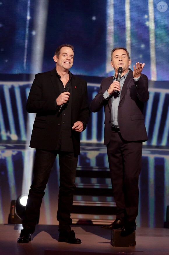 Exclusif - Garou et Christophe Dechavanne - Enregistrement de l'émission "Alors on chante" au palais des sports à Paris. Novembre 2014.