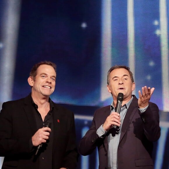 Exclusif - Garou et Christophe Dechavanne - Enregistrement de l'émission "Alors on chante" au palais des sports à Paris. Novembre 2014.