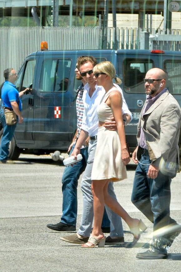 Taylor Swift et Tom Hiddleston prennent un hélicoptère à Rome le 28 juin 2016.