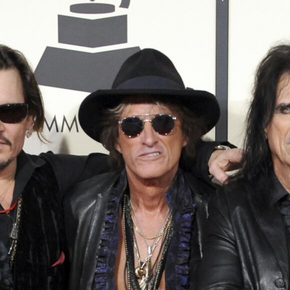 Johnny Depp, Joe Perry, Alice Cooper à La 58ème soirée annuelle des Grammy Awards au Staples Center à Los Angeles, le 15 février 2016