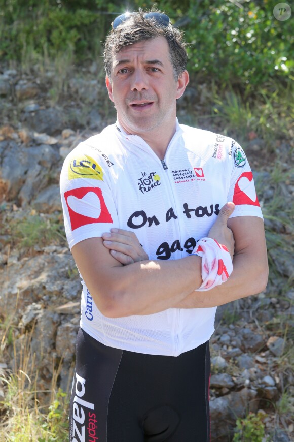 Exclusif - Stéphane Plaza - L'équipe de l'Etape du Coeur 2016 pour le compte de Mécénat Chirurgie Cardiaque sur la Zone Club Tour de France 2016 à la caverne Pont d'Arc, le 15 juillet 2016. Mécénat Chirurgie Cardiaque Enfants du Monde permet à des enfants souffrant de malformations cardiaques de venir en France et d'être opérés lorsqu'ils ne peuvent être soignés dans leur pays d'origine par manque de moyens financiers et techniques. © CVS/Bestimage