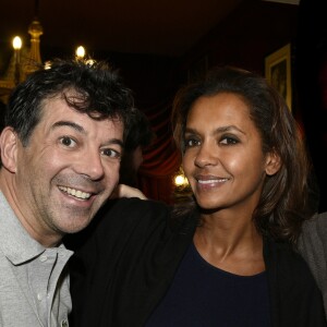 Exclusif - Prix Spécial - Stéphane Plaza et Karine Le Marchand - Première de la pièce "Le fusible" au théatre des Bouffes-Parisiens le 16 janvier 2016. © Evelyne Desaux / Bestimage