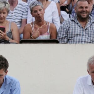 Exclusif - Patrick Poivre d'Arvor et son fils François Chazal au concert de Johnny Hallyday au Vélodrome à Arcachon. Le 19 juillet 2016 © Patrick Bernard-Thibaud Moritz / Bestimage