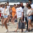 Sylvester Stallone avec sa femme Jennifer Flavin, leurs filles Sistine, Scarlet, Sophia se rendent au Club 55 à Saint-Tropez, le 11 juillet 2016