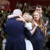 Hillary Clinton, Bill Clinton, sa fille Chelsea Clinton enceinte et son mari Marc Mezvinsky - Hillary Clinton a revendiqué mardi sa victoire aux primaires démocrates lors d'un discours lors du dernier Super Tuesday à Brooklyn, le 7 juin 2016