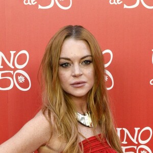 Lindsay Lohan assiste à la soirée anniversaire de la marque de bijoux "UNOde50" à Madrid. Le 9 juin 2016