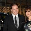 John Travolta et sa femme Kelly Preston arrivant au 90ème anniversaire de Tony Bennett à New York, le 3 août 2016.