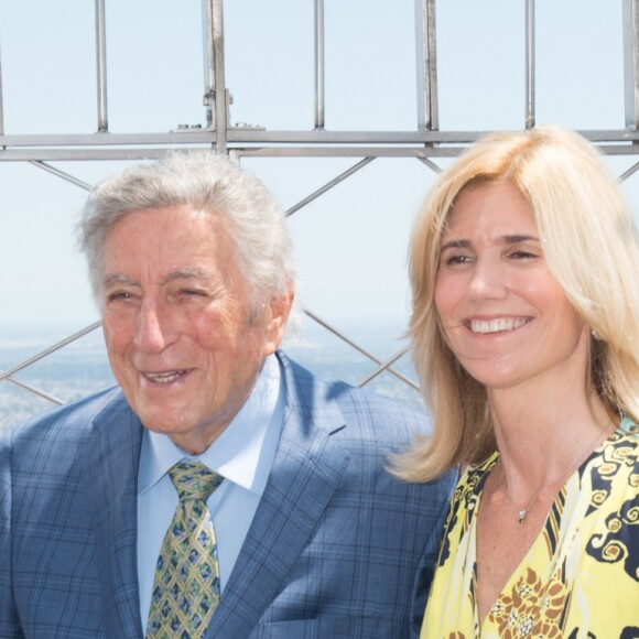 Tony Bennett et sa femme Susan Crow - Tony Bennett illumine l'Empire State Building pour son anniversaire en présence de Lady Gaga à New York, le 3 aout 2016 © Bryan Smith via Bestimage