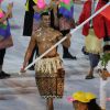 Pita Nikolas Taufatofua porte-drapeau pour le Tonga - Cérémonie d'ouverture des JO à Rio, au Brésil, le 5 août 2016