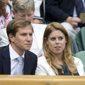 La princesse Beatrice d'York et son compagnon Dave Clark à Wimbledon à Londres le 2 juillet 2014. Le couple s'est séparé à l'été 2016 après dix ans de relation.