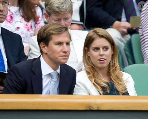 La princesse Beatrice d'York et son compagnon Dave Clark à Wimbledon à Londres le 2 juillet 2014. Le couple s'est séparé à l'été 2016 après dix ans de relation.