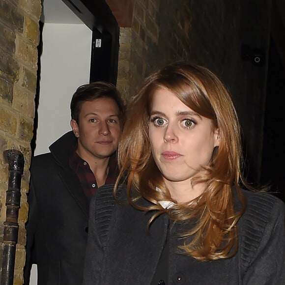 Beatrice d'York et Dave Clark le 18 février 2016 à Londres à la sortie du Chiltern Firehouse. Le couple s'est séparé à l'été 2016 après dix ans de relation.