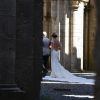 Minttu Virtanen, au bras de son père et dans sa robe Armani, arrive à l'abbaye San Galgano pour son mariage avec Kimi Räikkönen, le 7 août 2016 dans la province de Sienne, en Toscane. Photo by Claudio Giovannini/Ansa/ABACAPRESS.COM