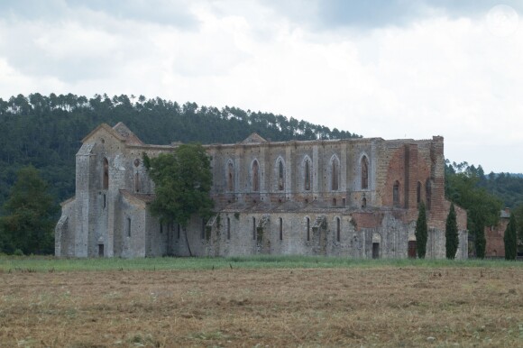 Vue de l'abbaye de San Galgano dans la province de Sienne en Toscane le 5 août 2016, à deux jours du mariage de Kimi Räikkönen et Minttu Virtanen.